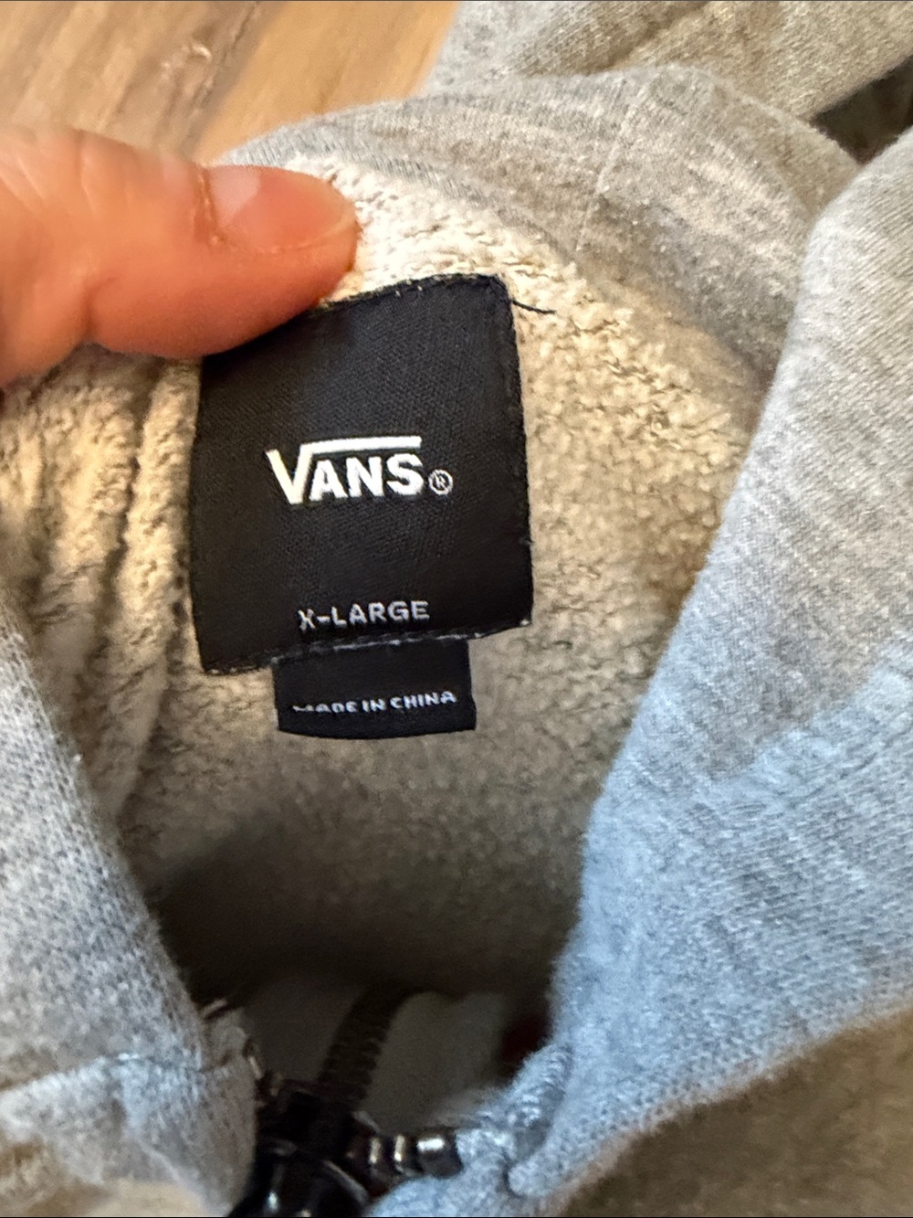 Vans Grey Full-Zip Hoodie with Chest Logo - Picture 3 of 3